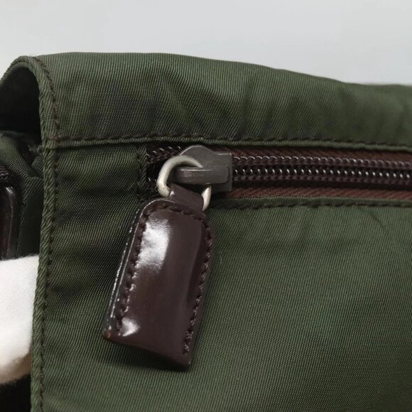 PRADA Shoulder Bag Nylon Khaki Silver Auth - Picture 9 of 16